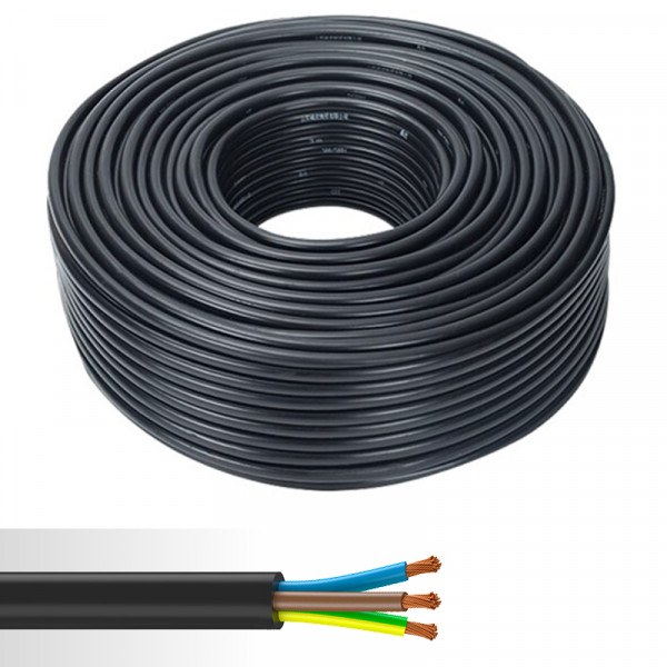Câble H07-RN-F 3G2.5 noir Nexans Titanex — couronne 100m